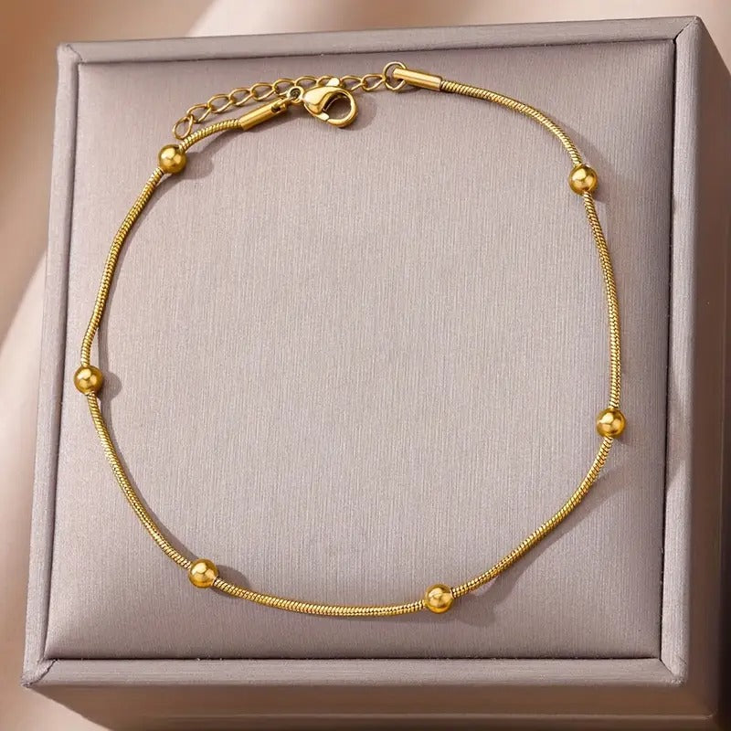 Royal Golden Stainless Steel Snake Chain Ankle Bracelet
