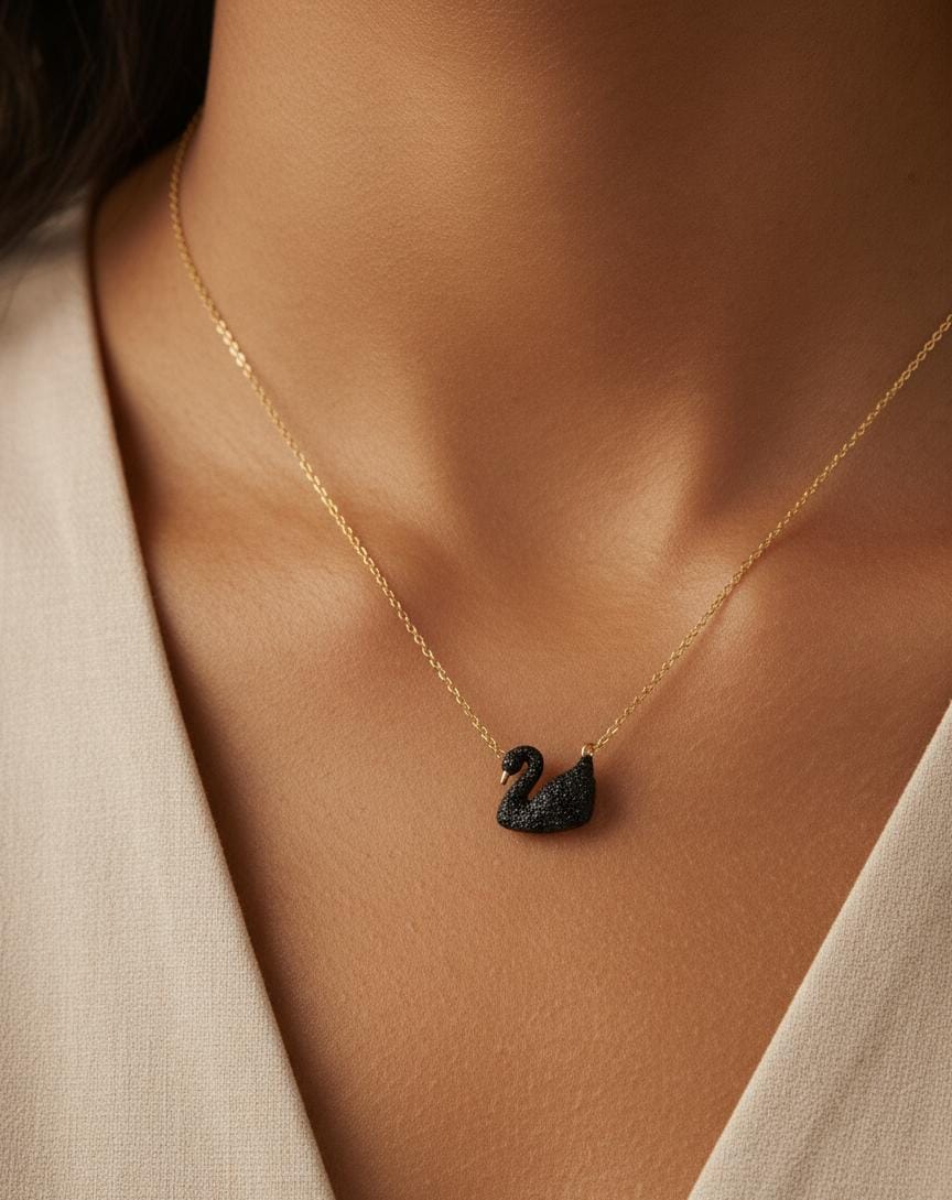 Royal Black Swan Necklace