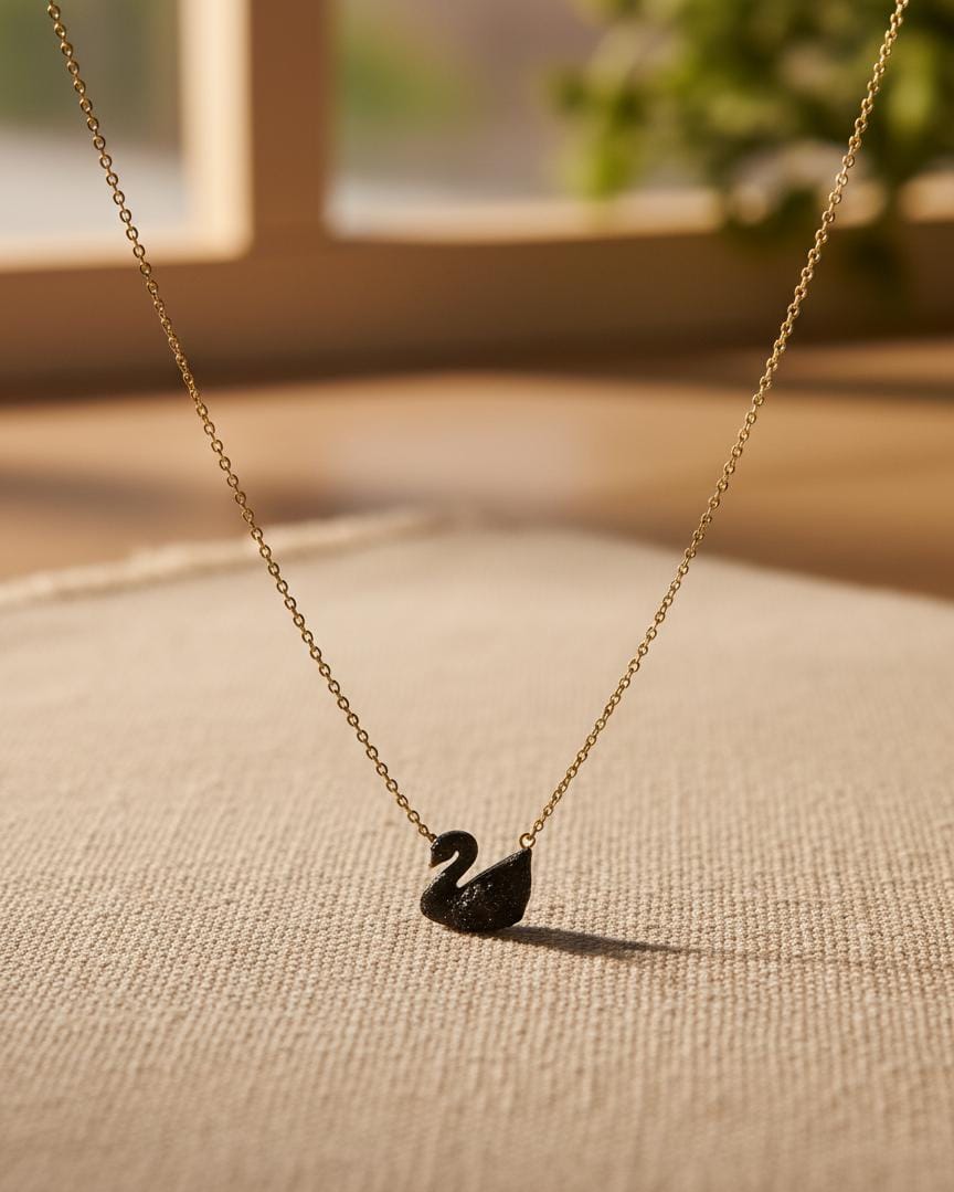Royal Black Swan Necklace