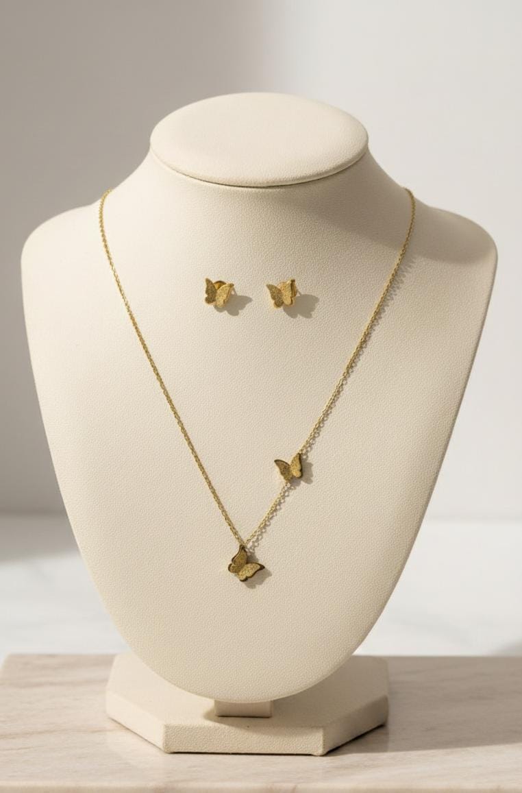 Royal Butterfly Jewelry Set, Pendant & Earrings